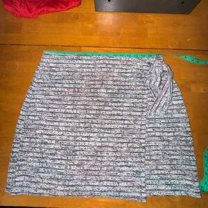 Loft Multi Colored Gray Tweed Wrap Mini Skirt